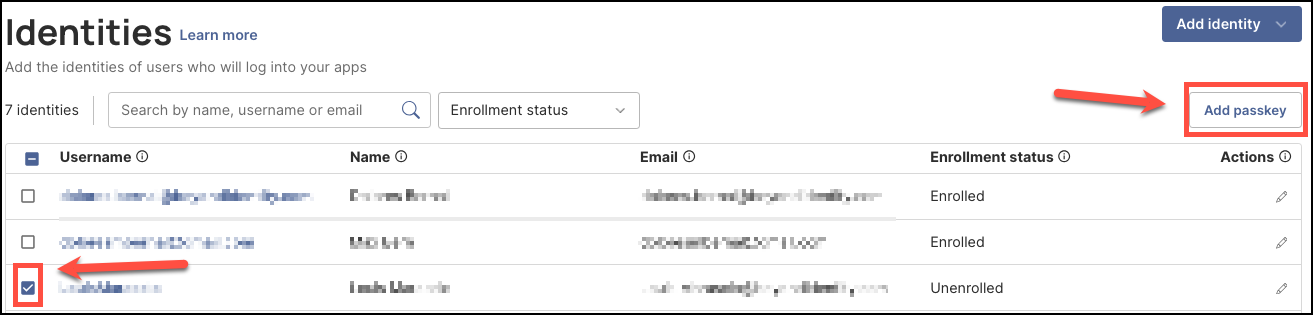 Identities Add Passkey