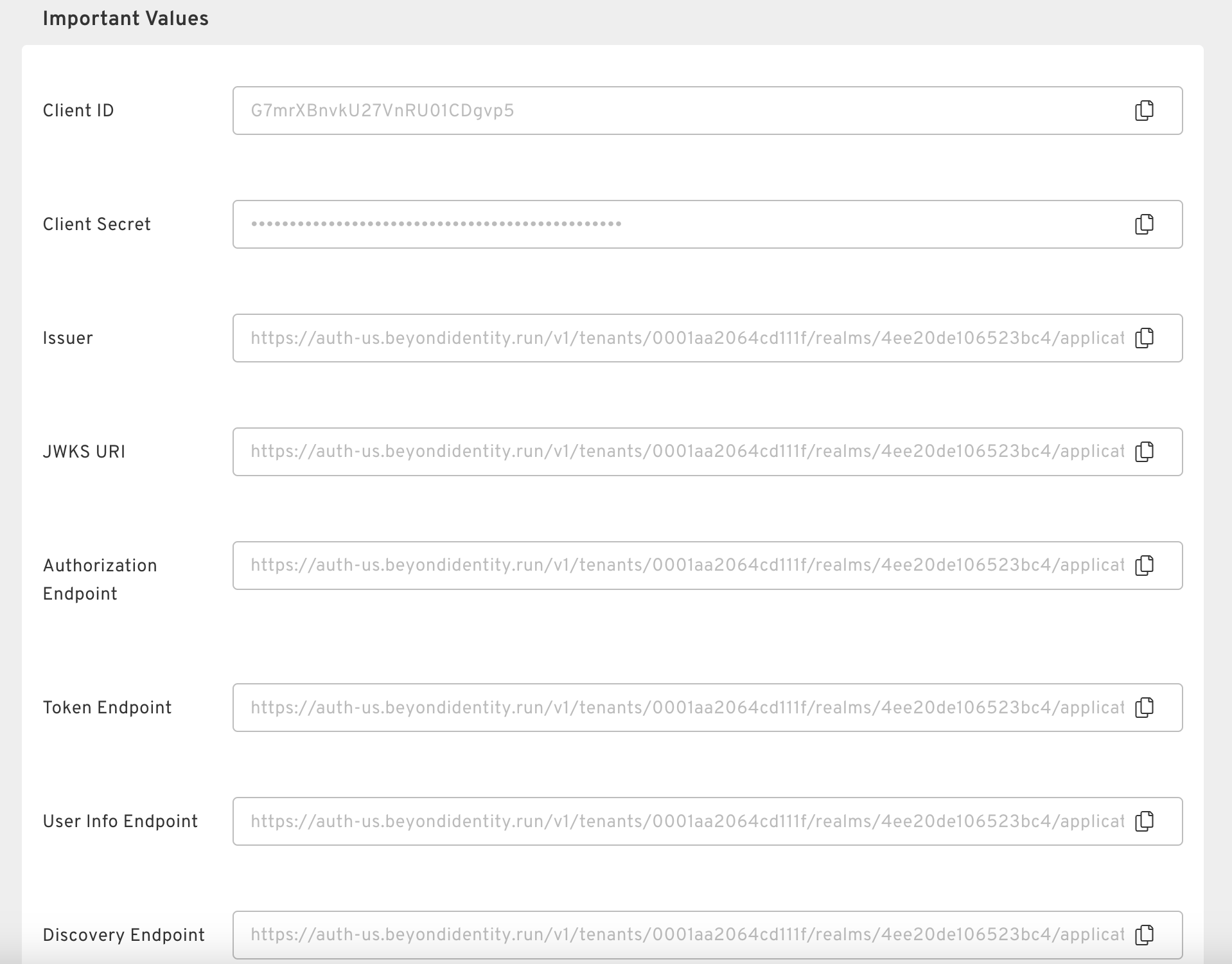 Beyond Identity IdP Important Values