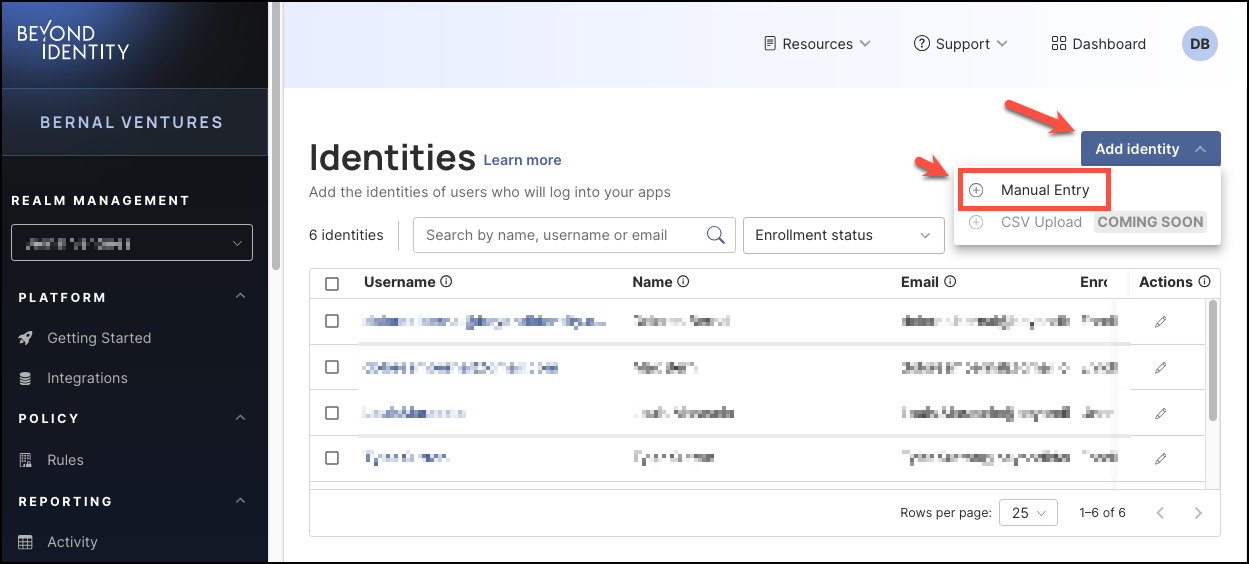 Identities Manually