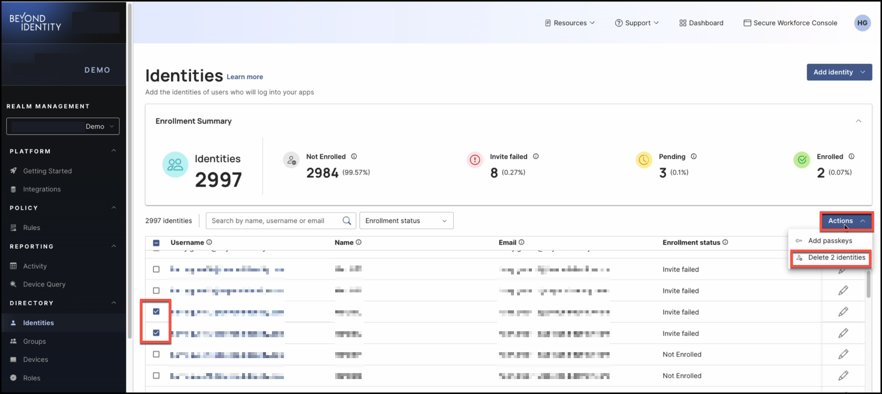 Identities Bulk Enroll