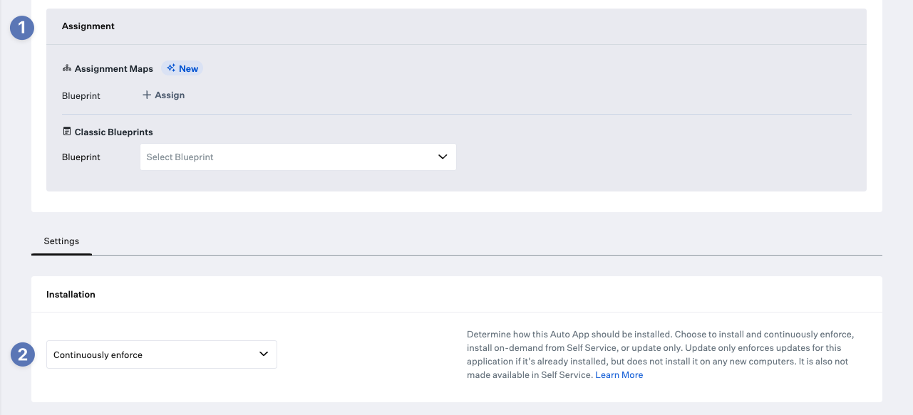 Installation Dropdown