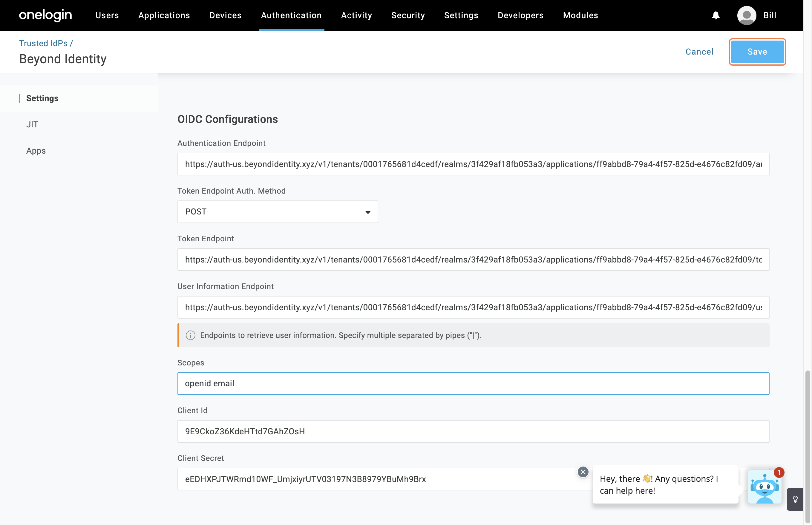 OneLogin platform page