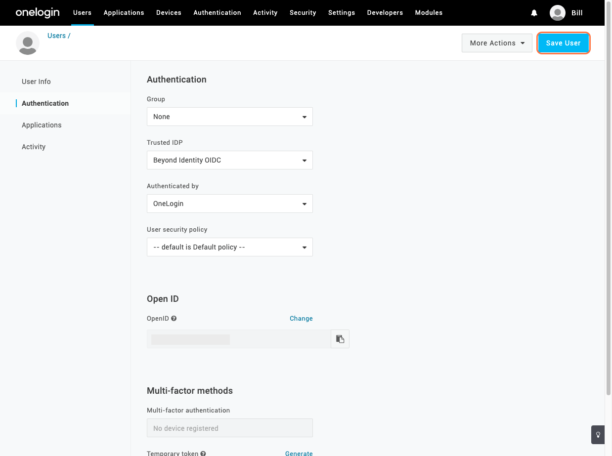 OneLogin platform page