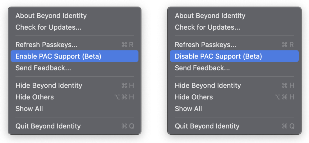 macOS proxy end user visibility toggle